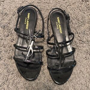 Saint Laurent Glossy Black Sandals size 36